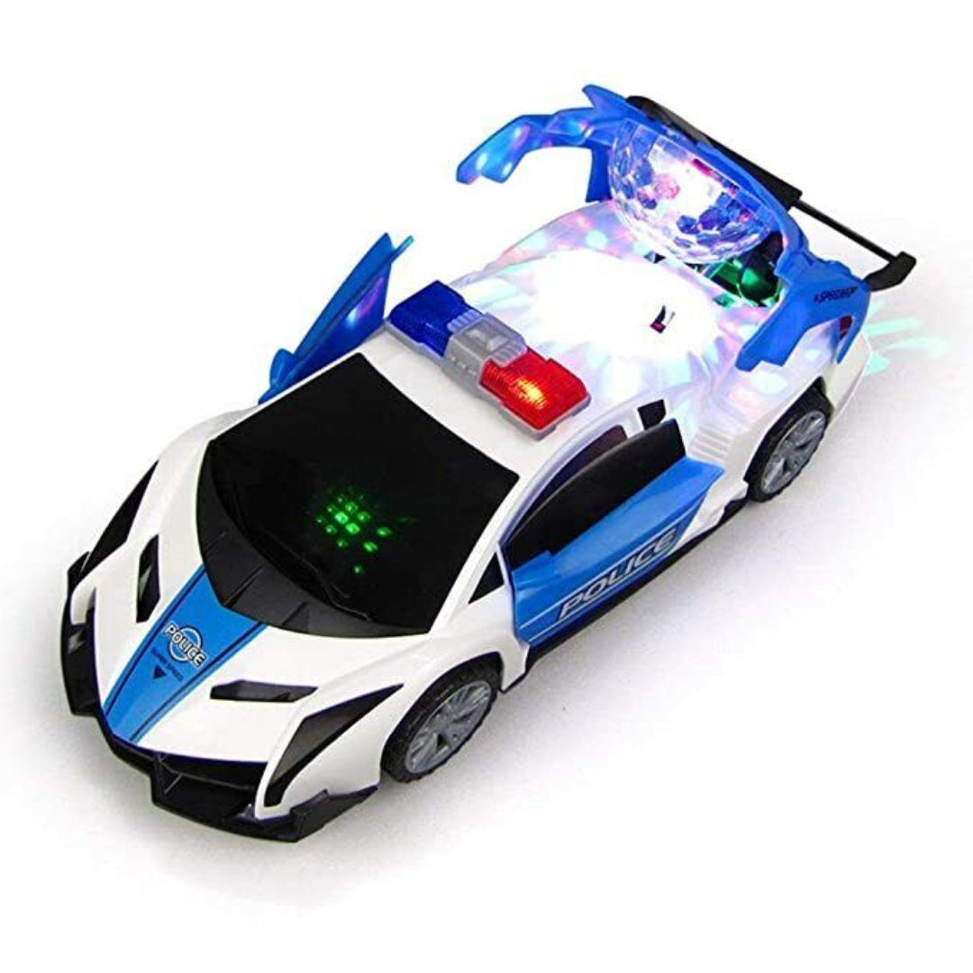 🚓 GO SPRAY Universal Wheel Police Car – 3D Lights, Mist Spray & Sound Toy (For Ages 3+)