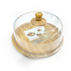 Reusable Round Cake Cheese Box with Bamboo Base & Acrylic Dome – 25cm & 30cm
