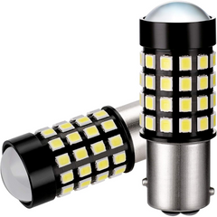 1157 LED Brake Light Bulbs 54-SMD 2835 | P21/5W BAY15D 12V-24V Xenon White Tail, Parking, Reverse Light – 2 Pack