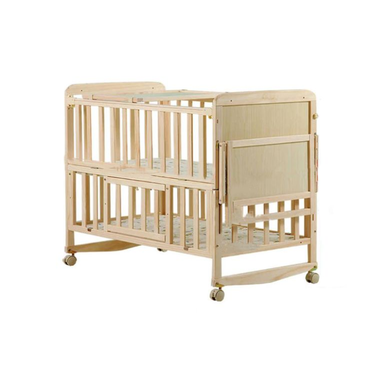 Wooden Baby Cot with Cute Dinosaur Print – Multi-Functional & Adjustable