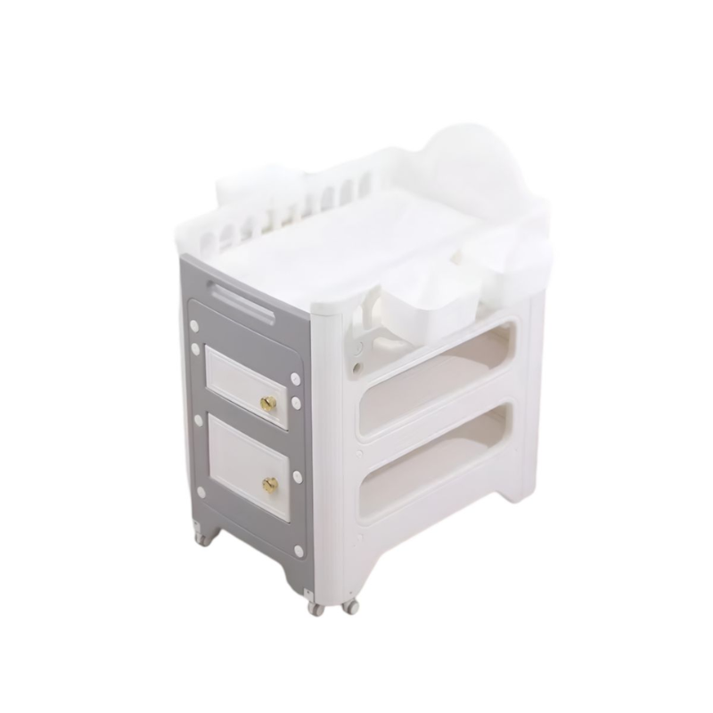 Multi-Functional Pull-Out Diaper-Changing Table Crib with Storage & Latex Pad