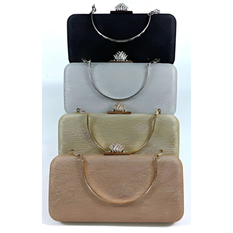 Elegant Textured Evening Clutch Bag – Luxe Handle Clasp | 4 Classic Colors
