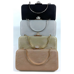Elegant Textured Evening Clutch Bag – Luxe Handle Clasp | 4 Classic Colors