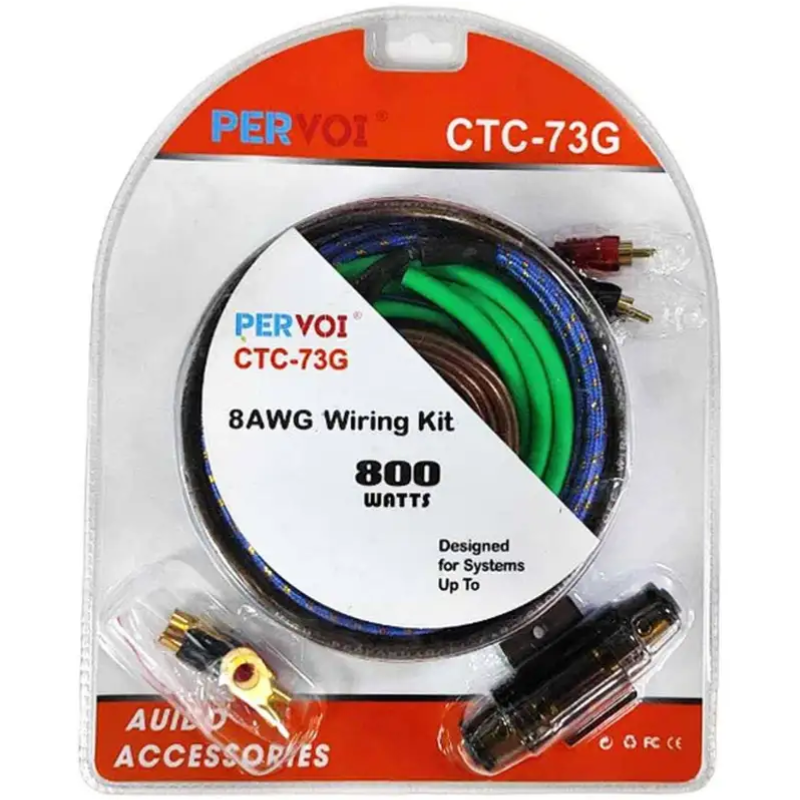 Car Amplifier Cable Set 800W CTC-73G – 8AWG Complete Wiring Kit for Car Audio Systems