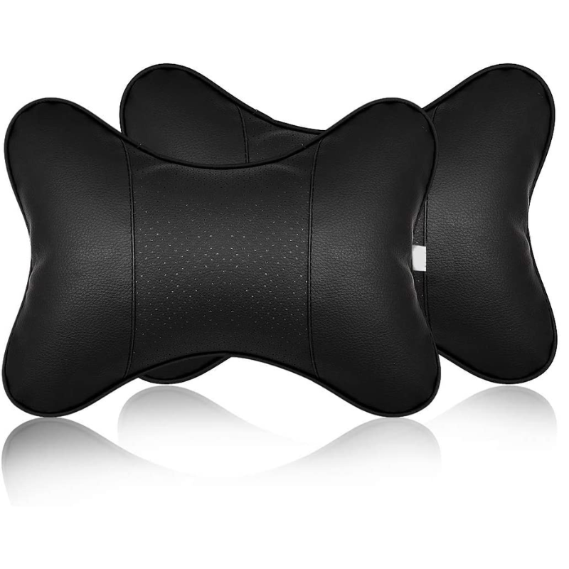 Faux Leather Universal Car Neck Rest Headrest Pillow – Soft Cushion for Cervical Pain Relief & Support – Adjustable Strap for Car, Office Chair & Travel (Pack of 2)