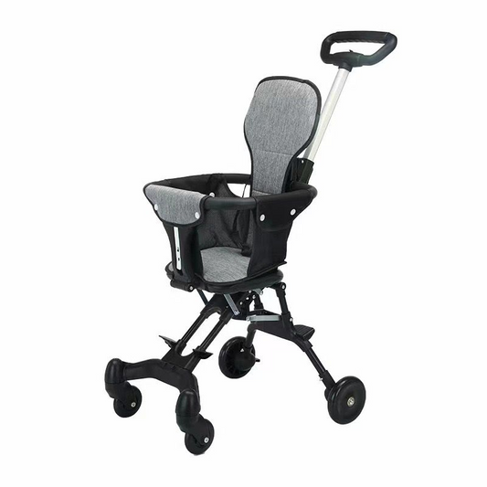 2-in-1 Stroller Pram (Grey/Black) – Compact, Versatile, and Sun-Protected