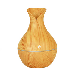 USB LED Wood Grain Aroma Humidifier & Essential Oil Diffuser – 7 Color Light | 130ml Cool Mist Air Purifier for Home & Office