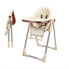 Portable Foldable Baby Feeding High Chair – Brown