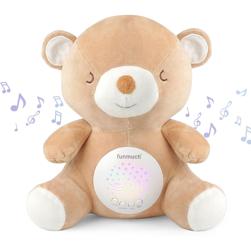 Plush Baby Soother Teddy Bear – White Noise Machine, Night Light Star Projector & Lullabies | Newborn Sleep Aid