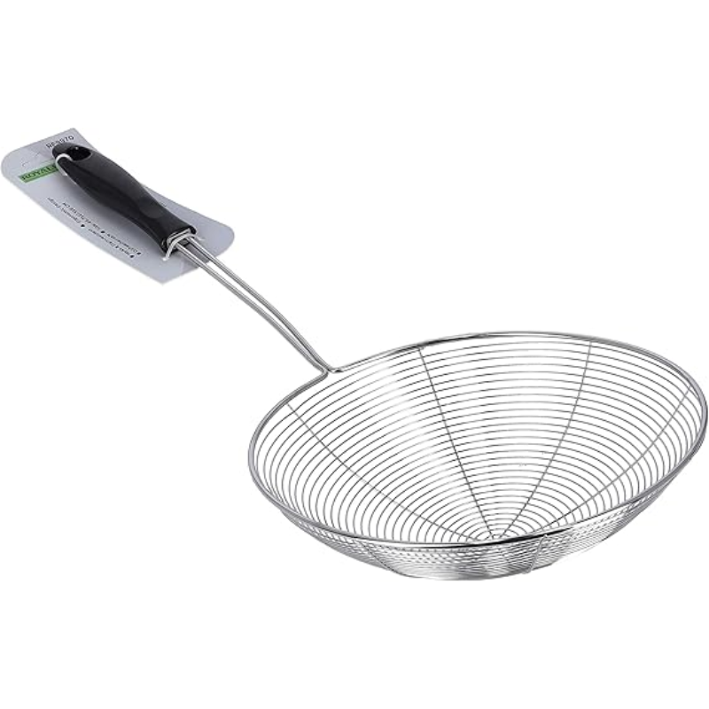 YD430852 18cm Stainless Steel Skimmer Strainer – Durable Wire Mesh Kitchen Ladle for Frying, Draining & Scooping