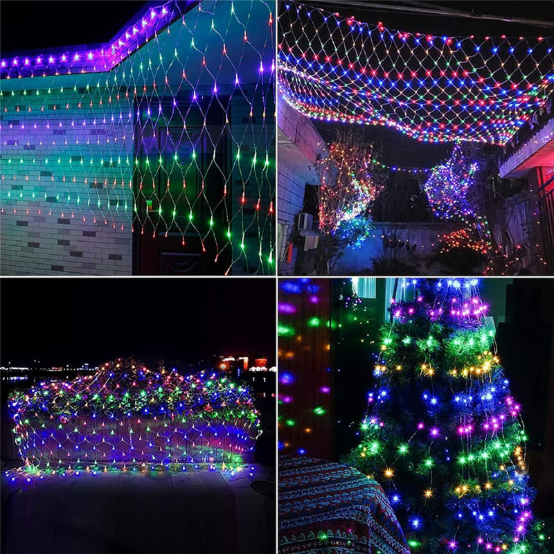 Outdoor Solar Christmas Net Lights – Waterproof LED Fairy Mesh Lights with Remote, 8 Modes, Warm White, 3m x 2m, 192 LEDs – Garden, Patio, Party & Wedding Decor