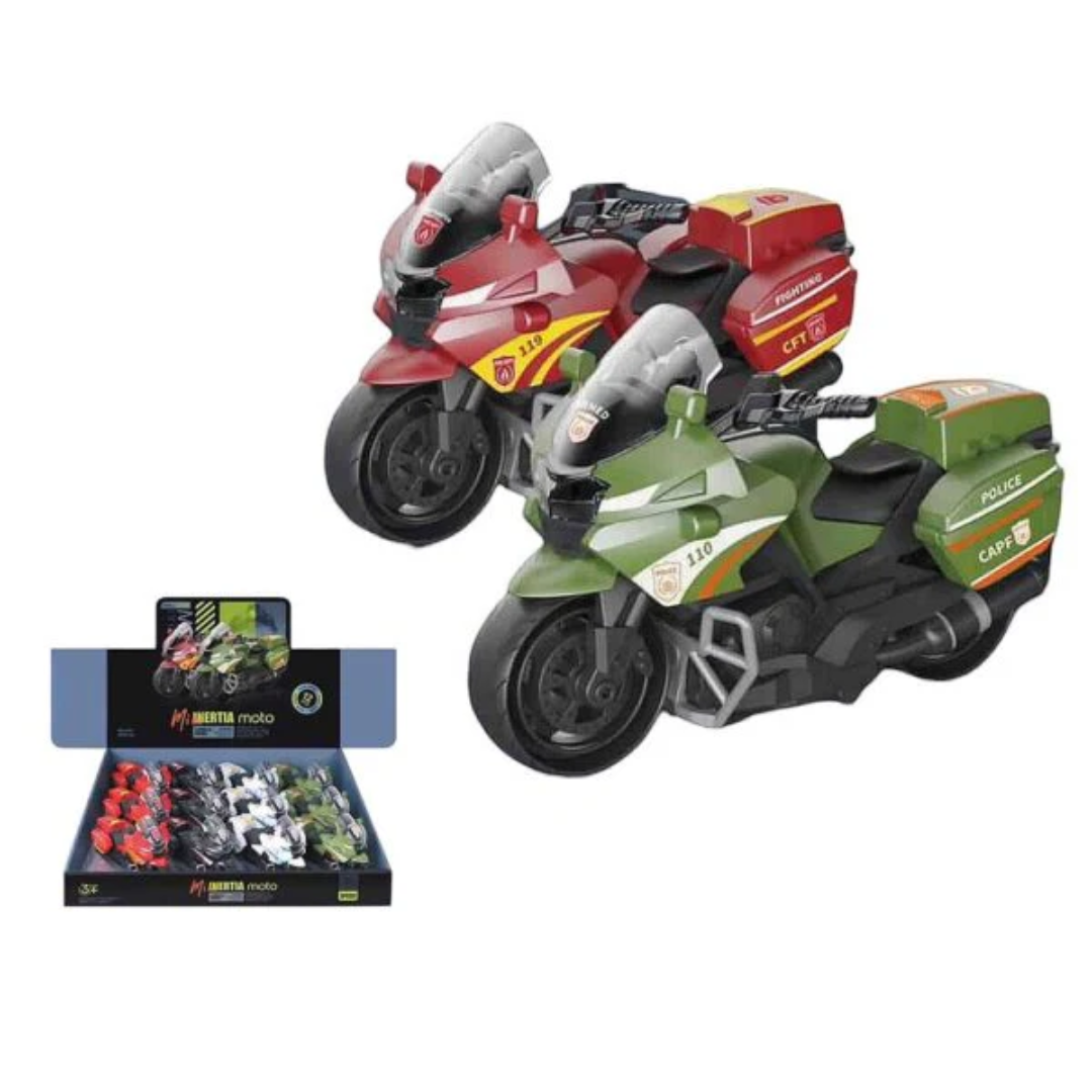 Inertia Motorcycle Toy – Realistic Police, Fire, SWAT & Military Bikes for Kids (13cm)