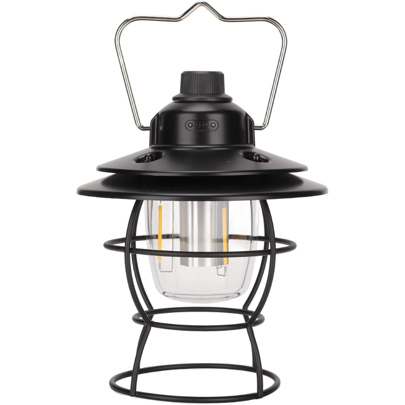 Vintage Camping Lantern – Retro USB Rechargeable Hanging Light with Adjustable Brightness