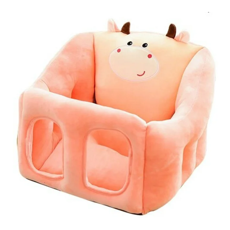 Cute Plush Baby Sofa Support Chair – Cartoon Animal Infant Seat with 360° Back Support & Safety Straps