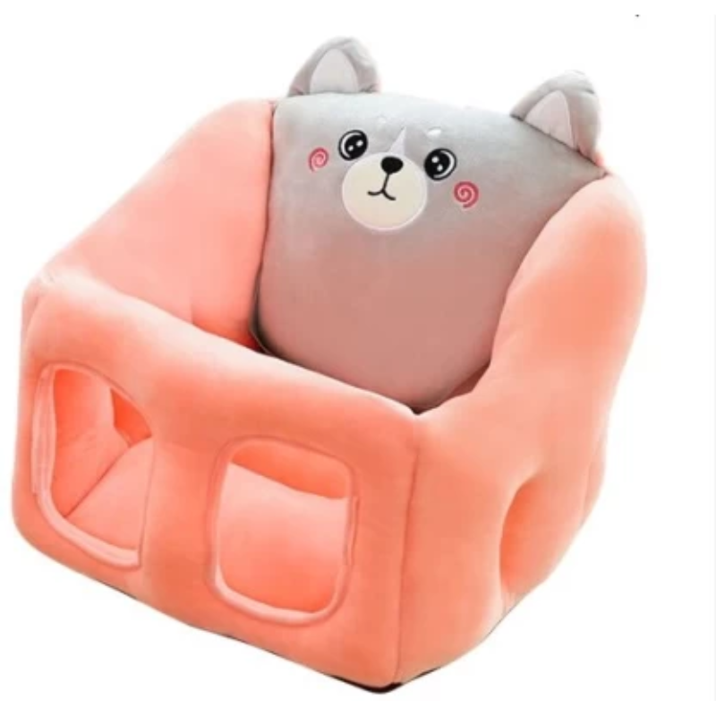 Cute Plush Baby Sofa Support Chair – Cartoon Animal Infant Seat with 360° Back Support & Safety Straps