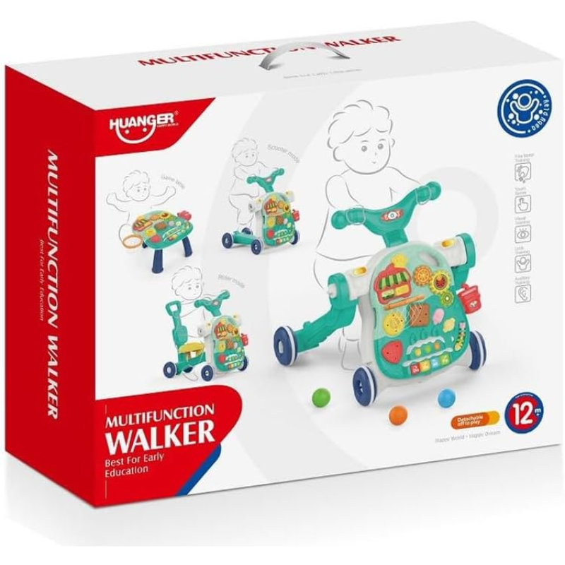5-in-1 Baby Multifunction Walker - Sit-to-Stand, Game Panel, Adjustable - Green