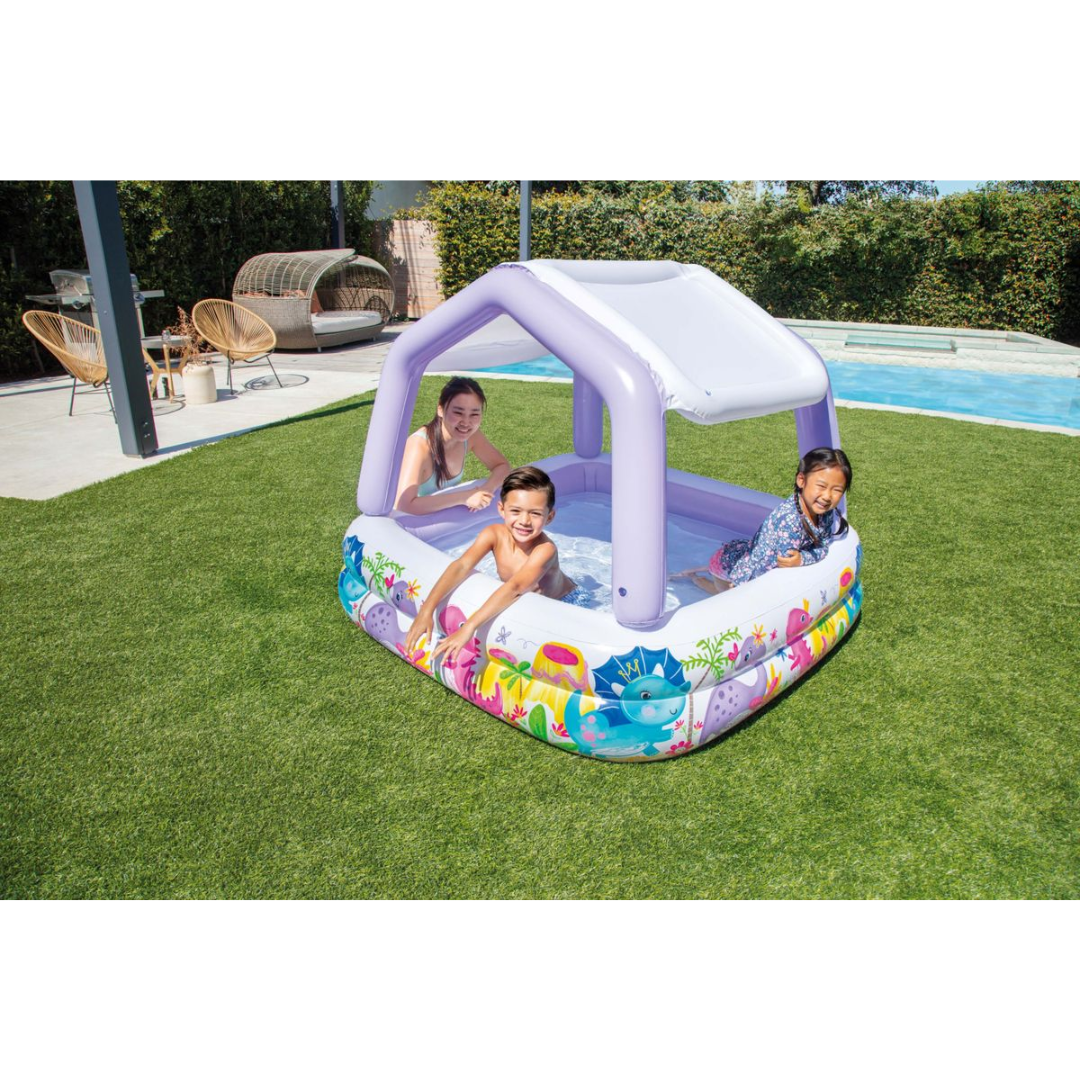 Kids Activity Pool House with Sunshade – Inflatable Play Pool for Outdoor Summer Fun
