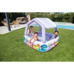 Kids Activity Pool House with Sunshade – Inflatable Play Pool for Outdoor Summer Fun