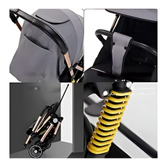 Premium Convertible Stroller with Flip-able Handle – Compact Travel Stroller Pram (No Recline Position, Grey)