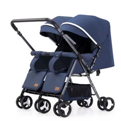 New Design Twin Baby Stroller – Easy Fold, 4-Wheel Suspension, Reclining Seats | Durable & Safe