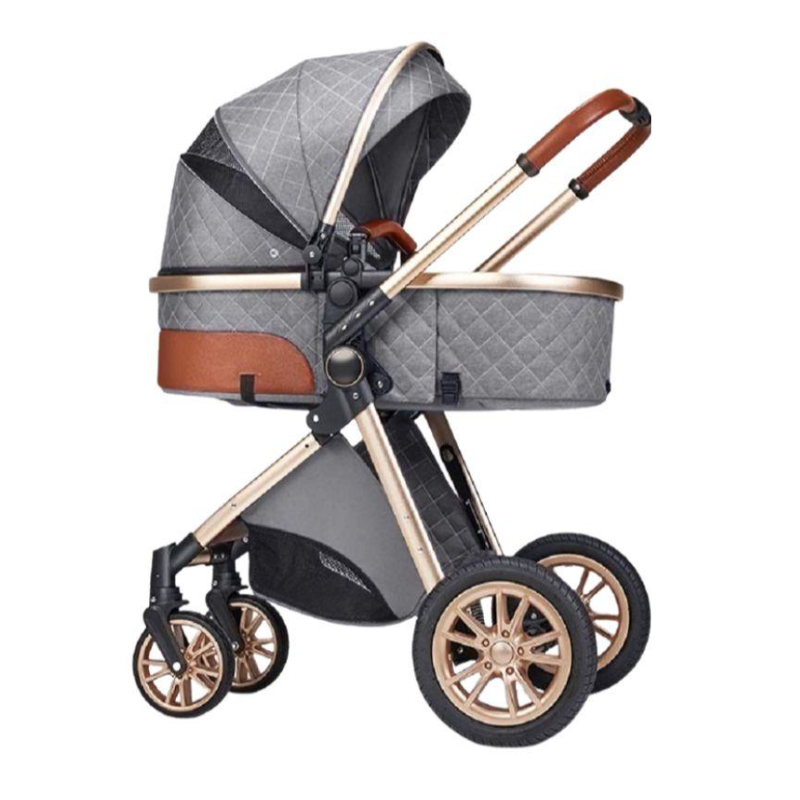 Luxury 2-in-1 Baby Stroller – Premium Convertible Pram for Newborns & Toddlers (Available in Khaki & Grey)