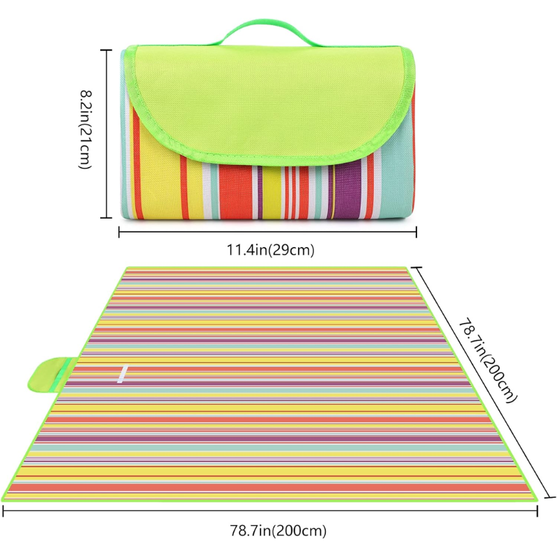 Extra Large Waterproof Picnic Blanket – Sandproof, Lightweight & Foldable Mat with Handle (78.7x78.7in)