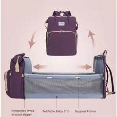 Crib Nappy Travel Foldable Waterproof Backpack Maternity Diaper Bag with Bassinet