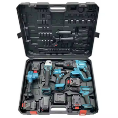 21V Cordless Power Tools Combo Kit - Brushless Hammer Drill, Wrench, Angle Grinder & Cutting Tool Set - 3Pcs, 4Pcs, 5Pcs with Hard Case