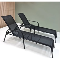 Outdoor Adjustable Mesh Sun Lounger – Durable Steel Frame Patio Recliner