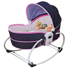 5-in-1 Rocking Bounce Chair with Removable Bassinet & Soothing Melodies – Pink