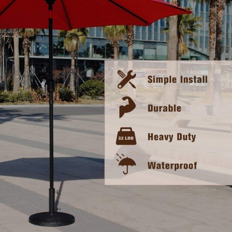 Heavy-Duty Outdoor Patio Umbrella Base – Sturdy Resin-Coated Concrete Stand for Market Umbrellas