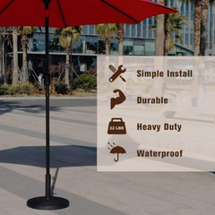 Heavy-Duty Outdoor Patio Umbrella Base – Sturdy Resin-Coated Concrete Stand for Market Umbrellas