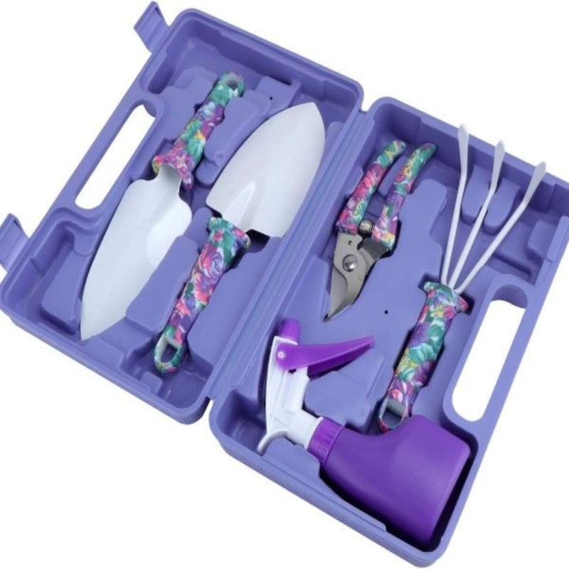 5-Piece Durable Stainless Steel Garden Tool Set with Storage Case – Rust-Resistant Hand Tools for Digging, Weeding, Planting