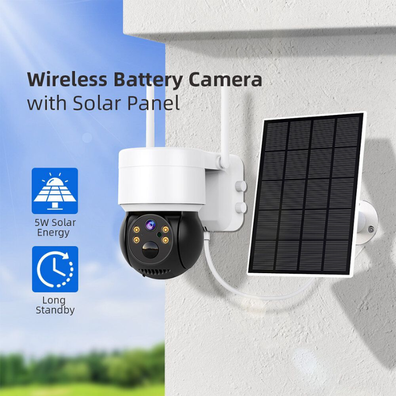 Wireless 5MP Solar Security Camera with Night Vision, Motion Detection & 8GB SD Card – IP66 Waterproof Surveillance System