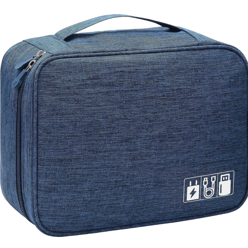 Waterproof Travel Cable Organizer Bag - Double Layer Electronic Accessories Case with DIY Compartments, Lightweight & Portable