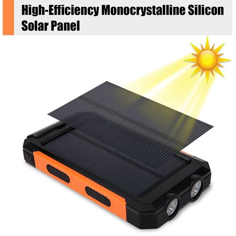 20000mAh Solar Power Bank with Dual USB, LED Flashlight & Compass – Portable Charger for Outdoors & Emergencies