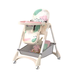 Adjustable Rolling High Chair for Babies & Toddlers – Multi-Function Baby Feeding Chair with Tray