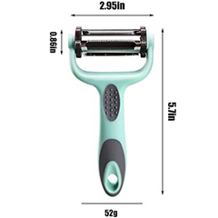 3-in-1 Rotating Blade Vegetable Peeler – Standard, Serrated & Julienne Stainless Steel Peeler with Non-Slip Handle