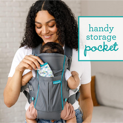 Swift Classic Baby Carrier with Pocket – 2-Way Carry, Adjustable Straps & Wonder Bib – Grey