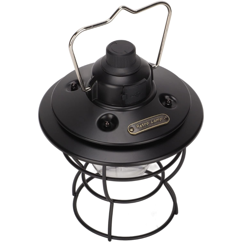 Vintage Camping Lantern – Retro USB Rechargeable Hanging Light with Adjustable Brightness