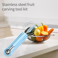 4-in-1 Fruit Carving Tool Set YD451475 – Double-Headed Melon Baller, Scooper & Garnish Knife for Fruit & Vegetable Prep
