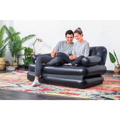 2-in-1 Inflatable Air Sofa Bed – Convertible Lounger & Mattress, Heavy-Duty, Black