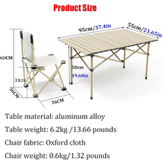 Folding Camping Table and Chair Set – Lightweight, Portable, Durable (4-in-1 Set, 36x36x31cm)