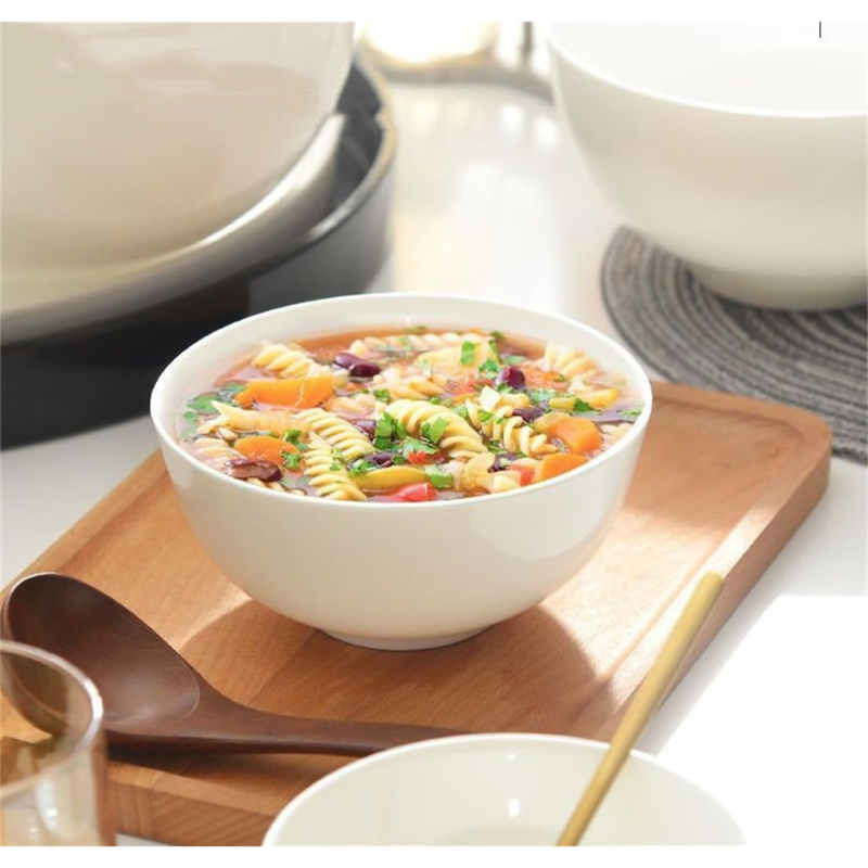 4.5-Inch White Stoneware Rice Bowl – 24oz Durable Ceramic Bowl for Cereal, Soup, Pasta & More (YD447928)