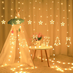 Christmas Curtain String Lights – 138 LED Warm White Window Fairy Lights with Remote & 8 Modes