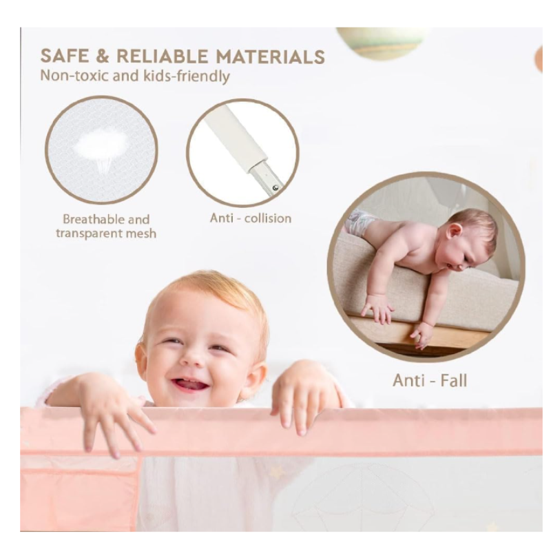 Collapsible Baby Side Bed Rail Guard for Kids - Universal Compatibility, Premium Safety & Easy Swing-Down Access