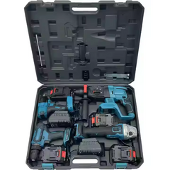 21V Cordless Power Tools Combo Kit - Brushless Hammer Drill, Wrench, Angle Grinder & Cutting Tool Set - 3Pcs, 4Pcs, 5Pcs with Hard Case