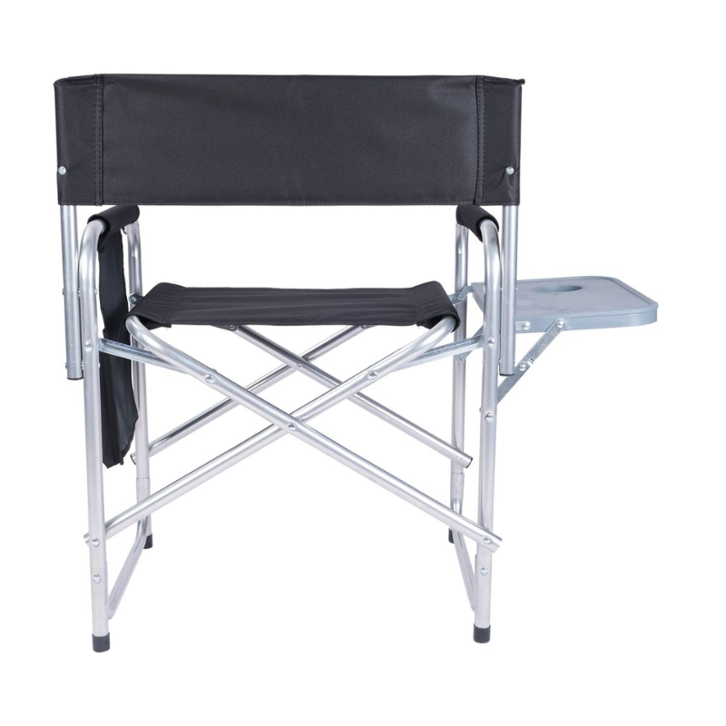 Premium Black Camping Chair with Side Table & Cup Holder – 130kg Capacity