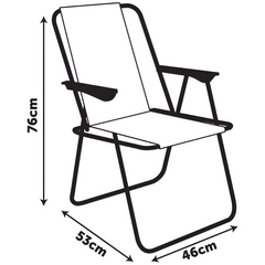 74x56x53cm Lightweight Foldable Outdoor Striped Camping Chair with Armrests – Portable & Durable