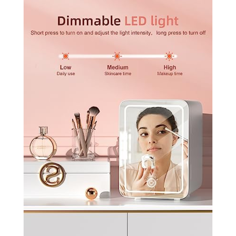 5L Skincare Mini Fridge with LED Mirror – Portable Cooler & Warmer for Cosmetics, Bedroom, Car & Office